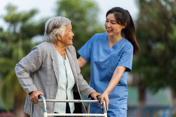 Caregiver providing elderly care at home